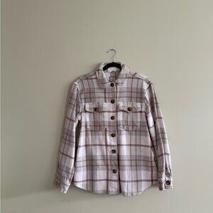 Denver Hayes Cream and Brown Plaid Shirt